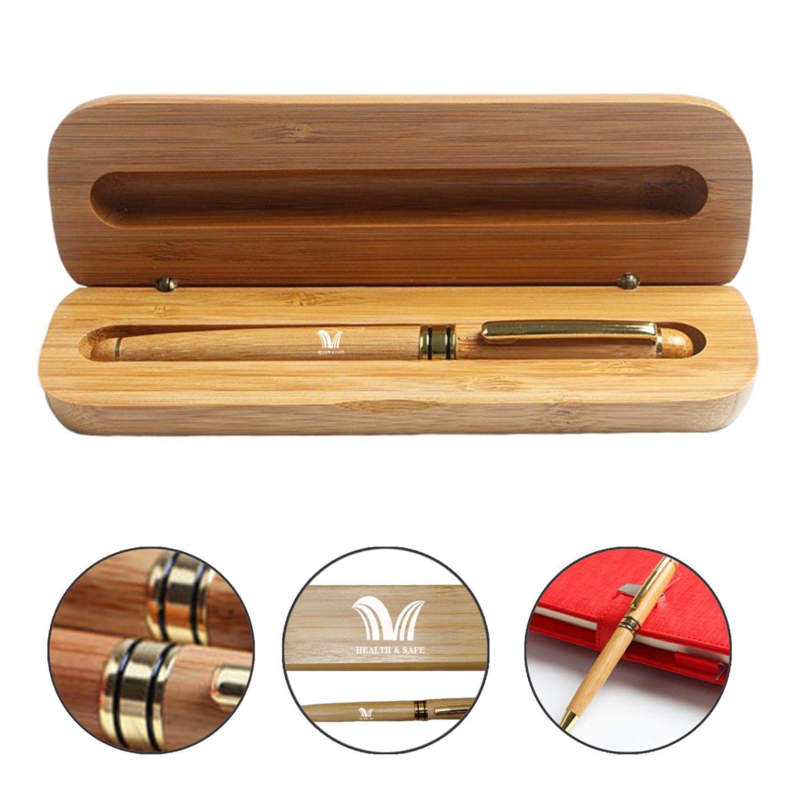 Personalized Bamboo Wood Pen Case Set Promo Items Giveaways With