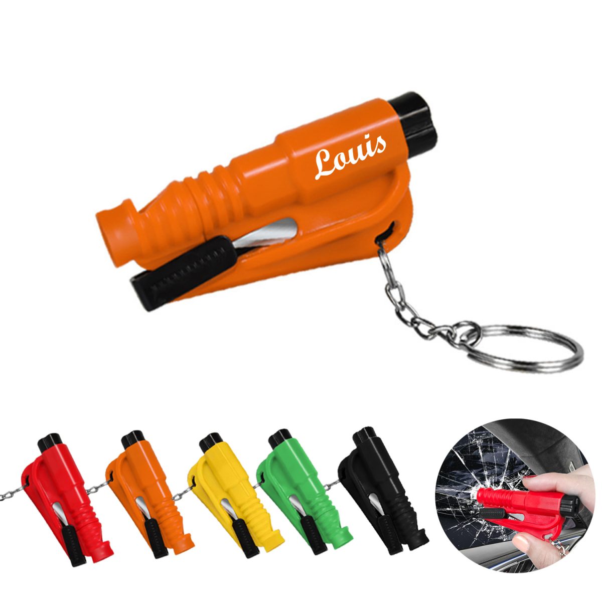 Mini Whistle Window Breaker Keychain Lifesaving Hammer - Promo Items ...